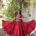 Stunning Rani Pink Cotton Designer Lehenga Choli with Kutchi Patch Work for Navratri