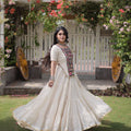 Awesome Off White Cotton Designer Lehenga Choli with Kutchi Patch Work for Navratri