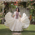 Awesome Off White Cotton Designer Lehenga Choli with Kutchi Patch Work for Navratri