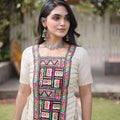 Awesome Off White Cotton Designer Lehenga Choli with Kutchi Patch Work for Navratri