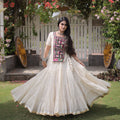 Awesome Off White Cotton Designer Lehenga Choli with Kutchi Patch Work for Navratri