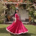 Gorgeous Rani Pink Cotton Designer Lehenga Choli with Kutchi Patch Work for Navratri