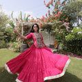 Gorgeous Rani Pink Cotton Designer Lehenga Choli with Kutchi Patch Work for Navratri