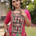 Gorgeous Rani Pink Cotton Designer Lehenga Choli with Kutchi Patch Work for Navratri