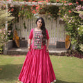 Gorgeous Rani Pink Cotton Designer Lehenga Choli with Kutchi Patch Work for Navratri