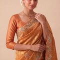 Elegant Gold Banarasi Silk Woven Saree Hand Work for Women