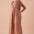 Beautiful Rose Pink Banarasi Silk Woven Saree Hand Work for Women