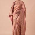 Beautiful Rose Pink Banarasi Silk Woven Saree Hand Work for Women