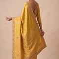 Stylish Mustard Yellow Banarasi Silk Woven Saree Hand Work for Women