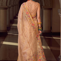 Premium Cream Tissue Silk Saree Embroidery Work for Women