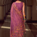 Royal Purple Tissue Silk Saree Embroidery Work for Women