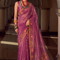 Royal Purple Tissue Silk Saree Embroidery Work for Women