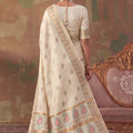Elegant Off White Soft Silk Woven Jacquard Saree for Women