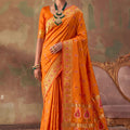 Graceful Orange Soft Silk Woven Jacquard Saree for Women