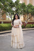 Beautiful Off White Satin Designer Lehenga Choli Set with Embroidery Work and Dupatta