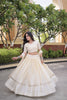 Beautiful Off White Satin Designer Lehenga Choli Set with Embroidery Work and Dupatta