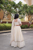 Beautiful Off White Satin Designer Lehenga Choli Set with Embroidery Work and Dupatta