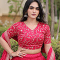 Gorgeous Rani Pink Satin Designer Lehenga Choli Set with Embroidery Work and Dupatta