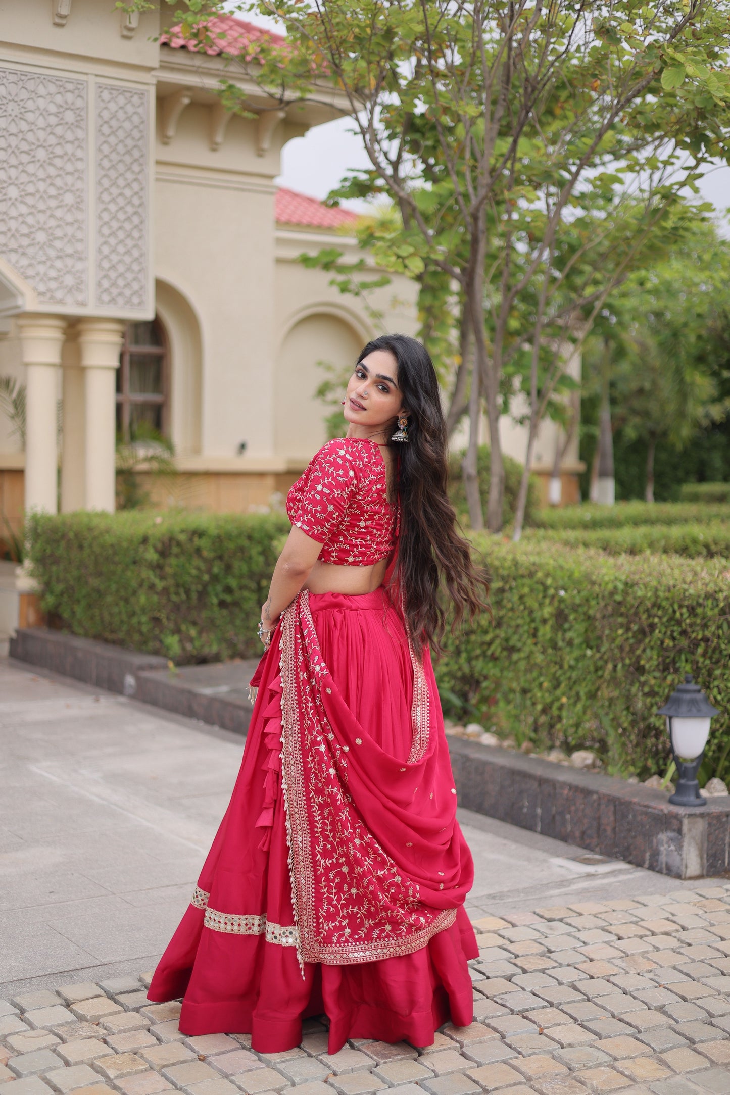 Gorgeous Rani Pink Satin Designer Lehenga Choli Set with Embroidery Work and Dupatta