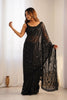 Elegant Black Shimmer Saree Embroidery Work for Women