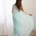 Premium Sky Blue Shimmer Saree Embroidery Work for Women