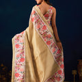 Elegant Cream Jute Silk Saree Designer Printed Work for Women