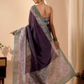 Royal Purple Jute Silk Saree with Designer Printed Work for Women