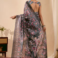 Premium Black Jute Silk Designer Printed Saree for Women