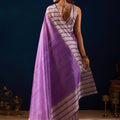 Stylish Lavender Jute Silk Saree Designer Prined Border for Women
