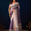 Amazing Purple Jute Silk Saree Designer Printed Work for Women