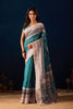 Royal Teal Blue Jute Silk Saree Designer Printed Work for Women