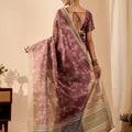 Stylish Dusty Mauve Jute Silk Saree Designer Printed Work for Women