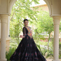 Stunning Black Faux Georgette Designer Gown with Bandhani Printed Flared Skirt