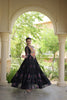 Stunning Black Faux Georgette Designer Gown with Bandhani Printed Flared Skirt