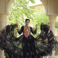 Stunning Black Faux Georgette Designer Gown with Bandhani Printed Flared Skirt
