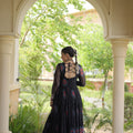 Stunning Black Faux Georgette Designer Gown with Bandhani Printed Flared Skirt
