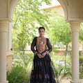 Stunning Black Faux Georgette Designer Gown with Bandhani Printed Flared Skirt