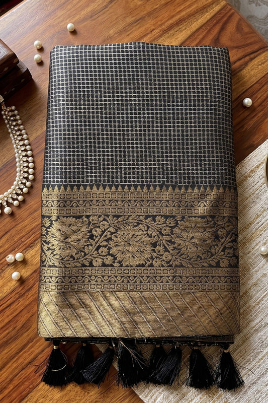 Premium Black Art Silk Weaving Jari Designer Saree for Women
