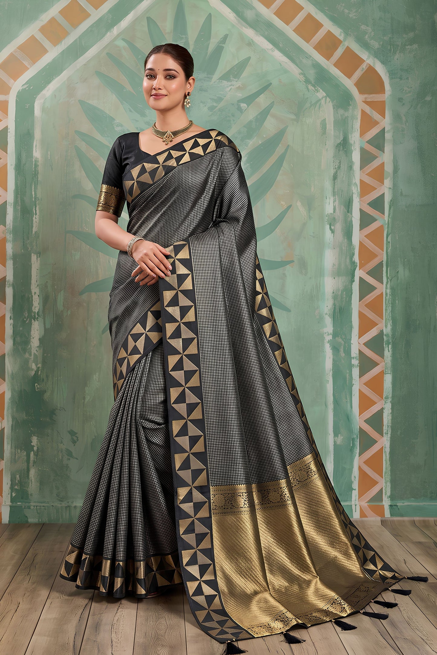 Premium Black Art Silk Weaving Jari Designer Saree for Women