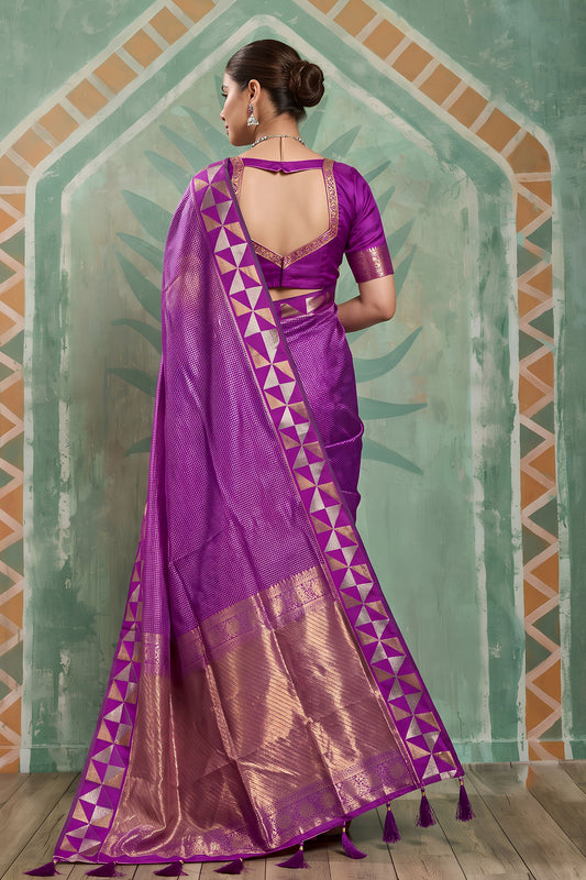 Royal Purple Art Silk Weaving Jari Designer Saree for Women