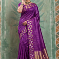 Royal Purple Art Silk Weaving Jari Designer Saree for Women