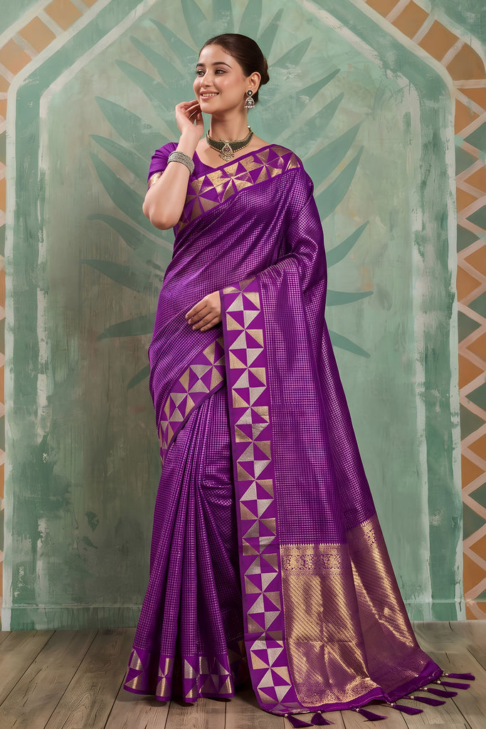 Royal Purple Art Silk Weaving Jari Designer Saree for Women