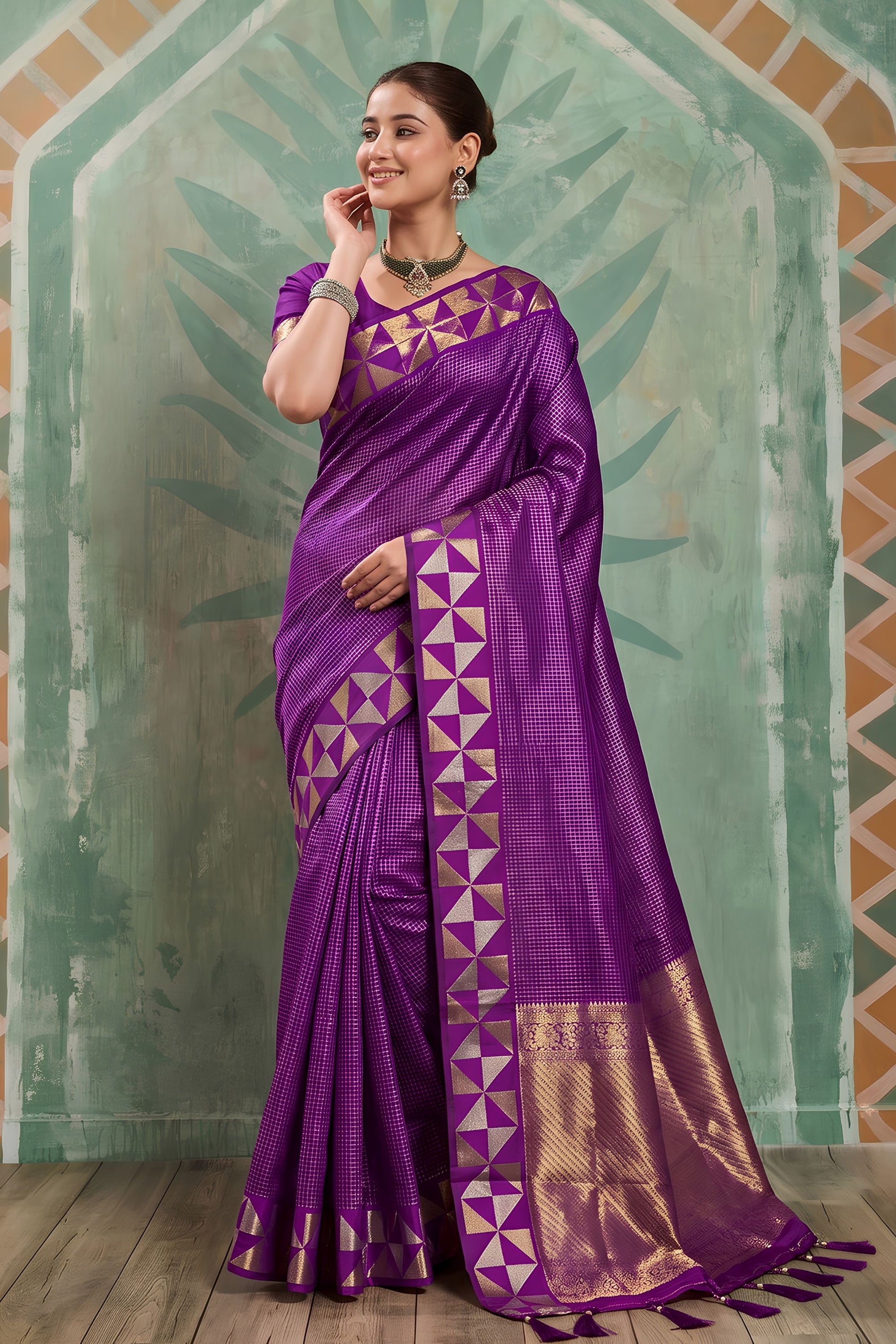 Royal Purple Art Silk Weaving Jari Designer Saree for Women