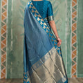 Stylish Teal Blue Art Silk Weaving Jari Designer Saree for Women