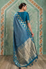 Stylish Teal Blue Art Silk Weaving Jari Designer Saree for Women
