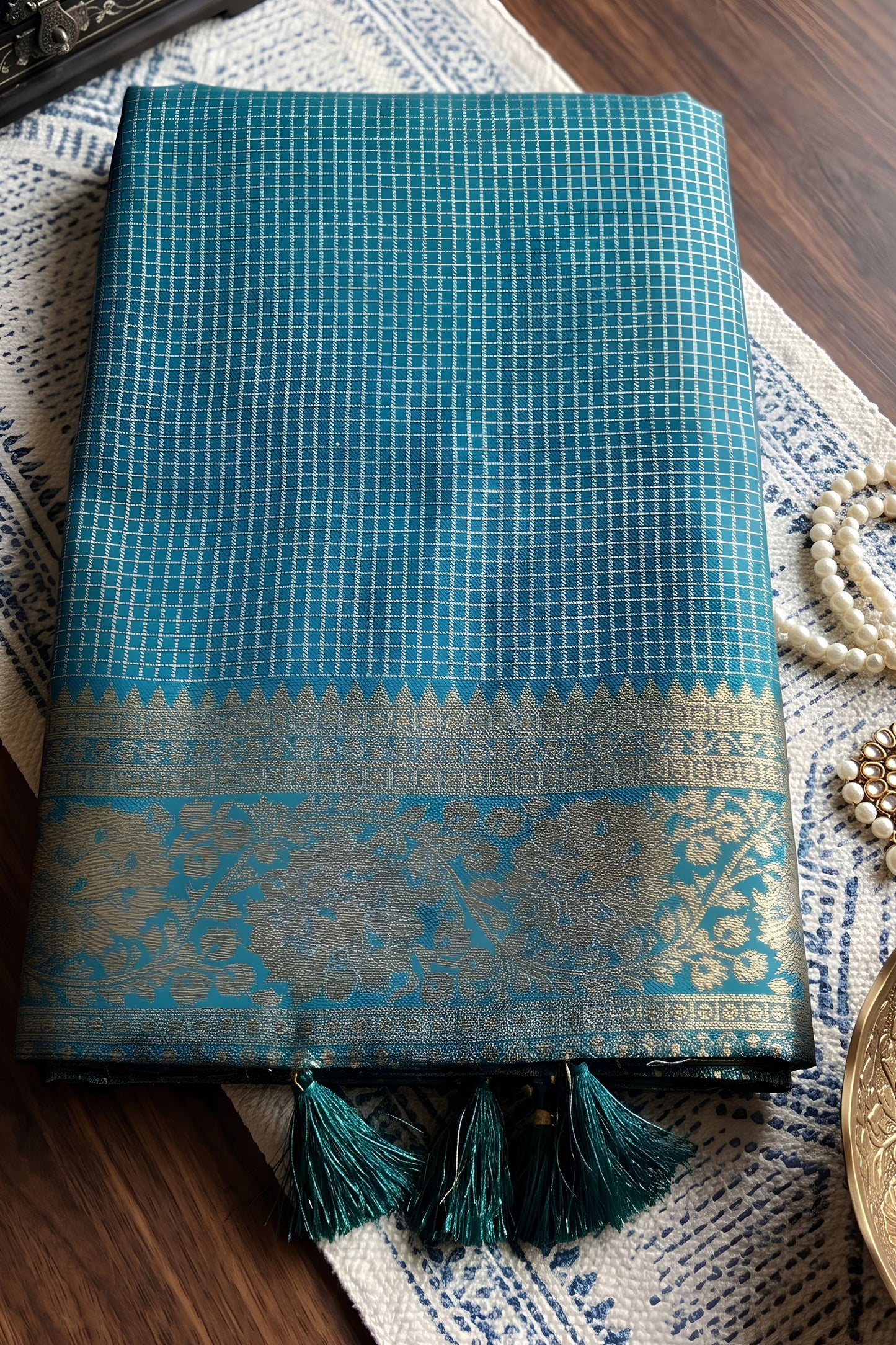 Stylish Teal Blue Art Silk Weaving Jari Designer Saree for Women