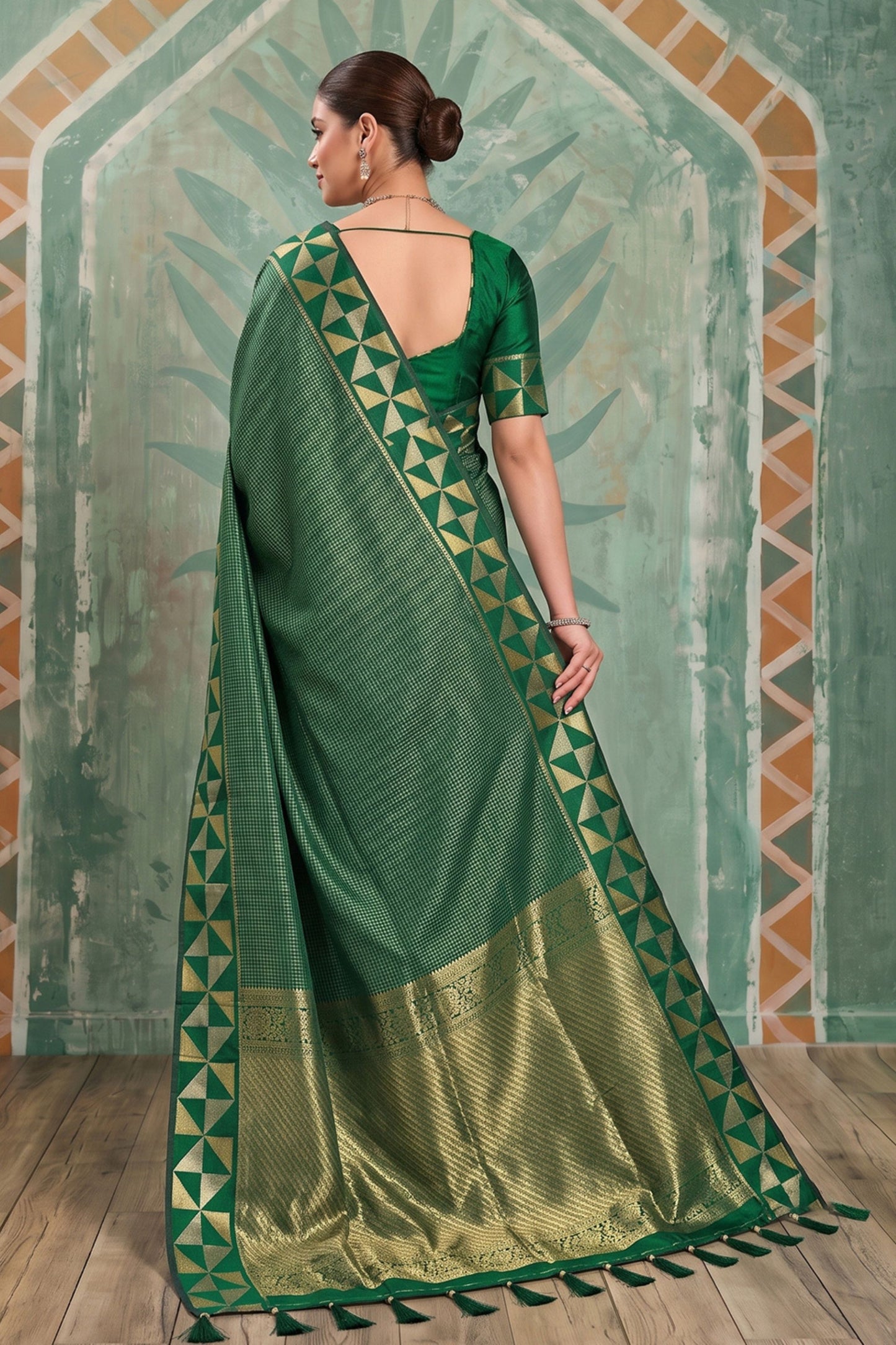 Elegant Bottle Green Art Silk Weaving Jari Designer Saree for Women