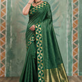 Elegant Bottle Green Art Silk Weaving Jari Designer Saree for Women