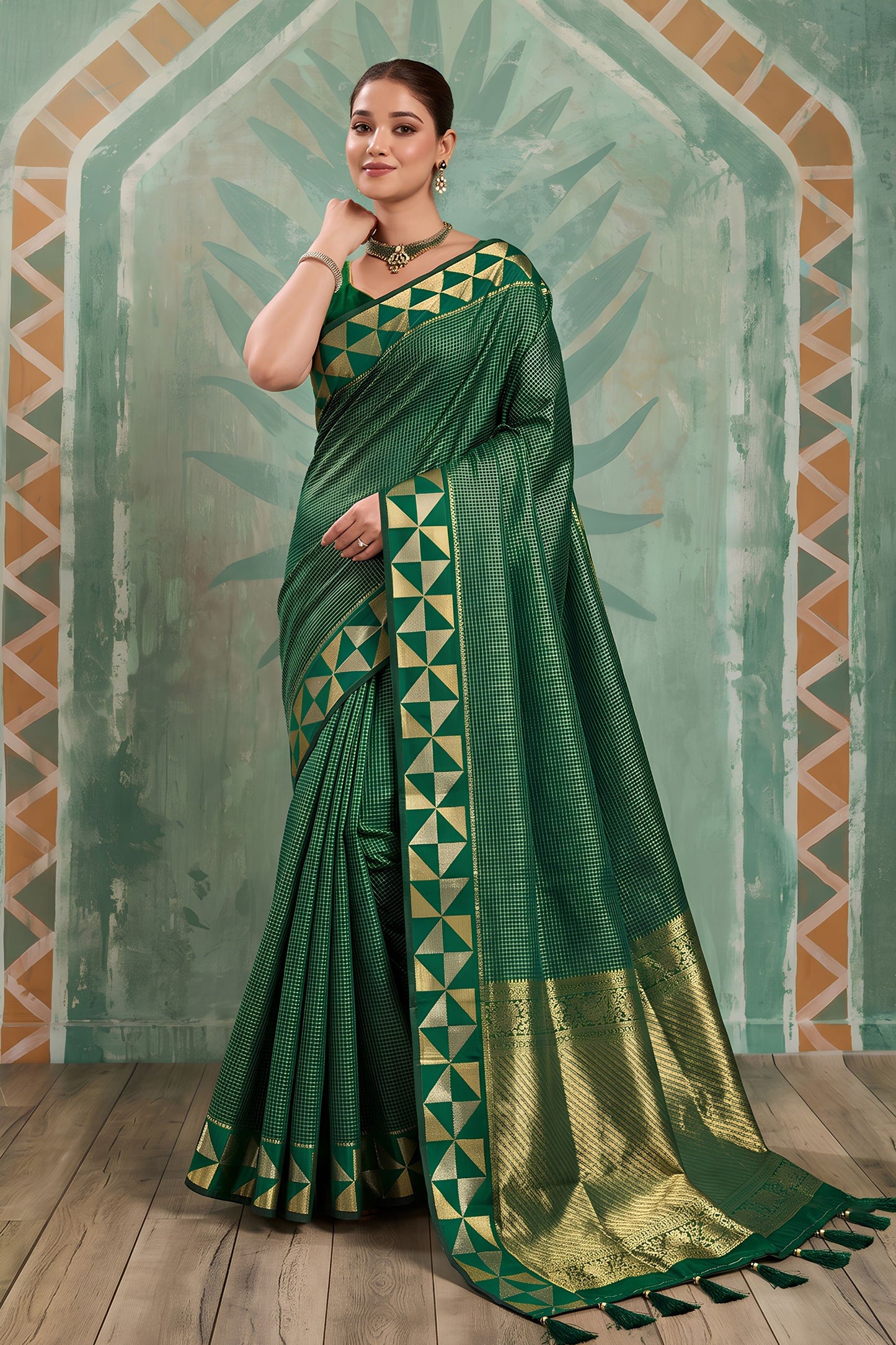 Elegant Bottle Green Art Silk Weaving Jari Designer Saree for Women
