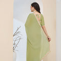 Elegant Pista Green Silk Blend Saree Lace Work Border for Women